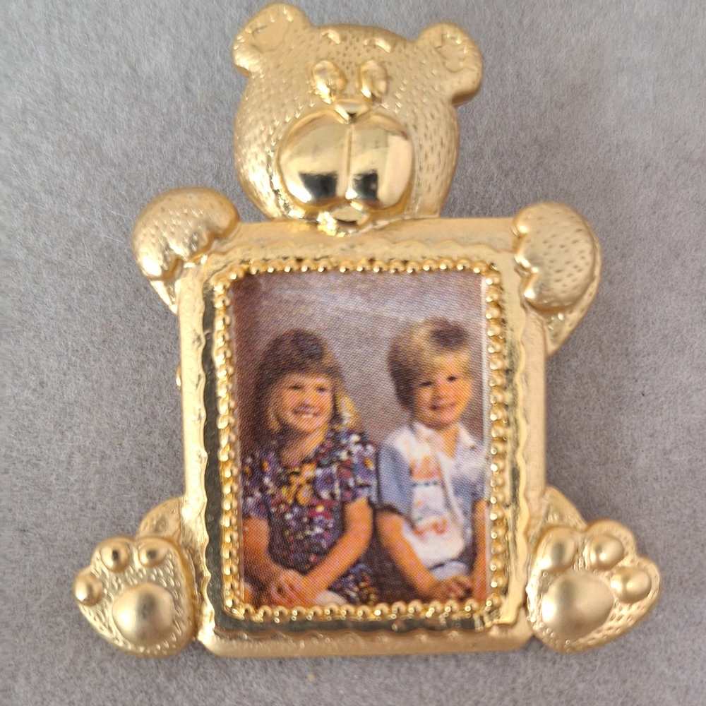 Charming Gold Teddy Bear Photo Frame for Kids